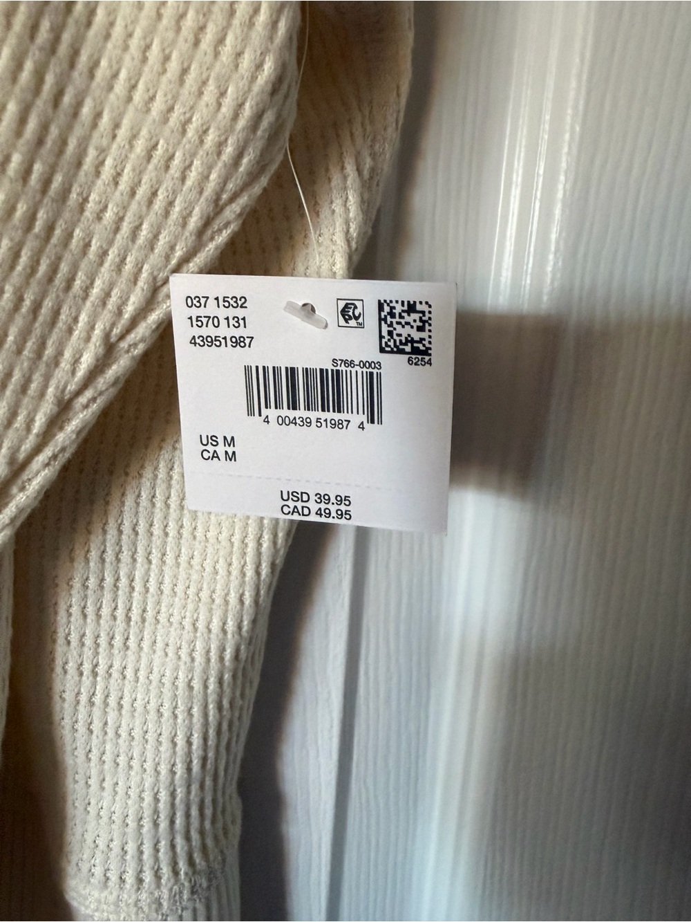 American Eagle Outfitters Cream Crewneck Waffle Knit Sweater - Picture 4 of 4